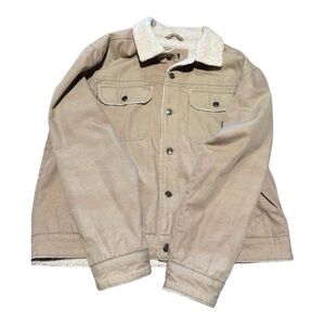GH Bass & Co Tan Sherpa Lined Trucker Work Jacket Coat 100% Cotton Size Large